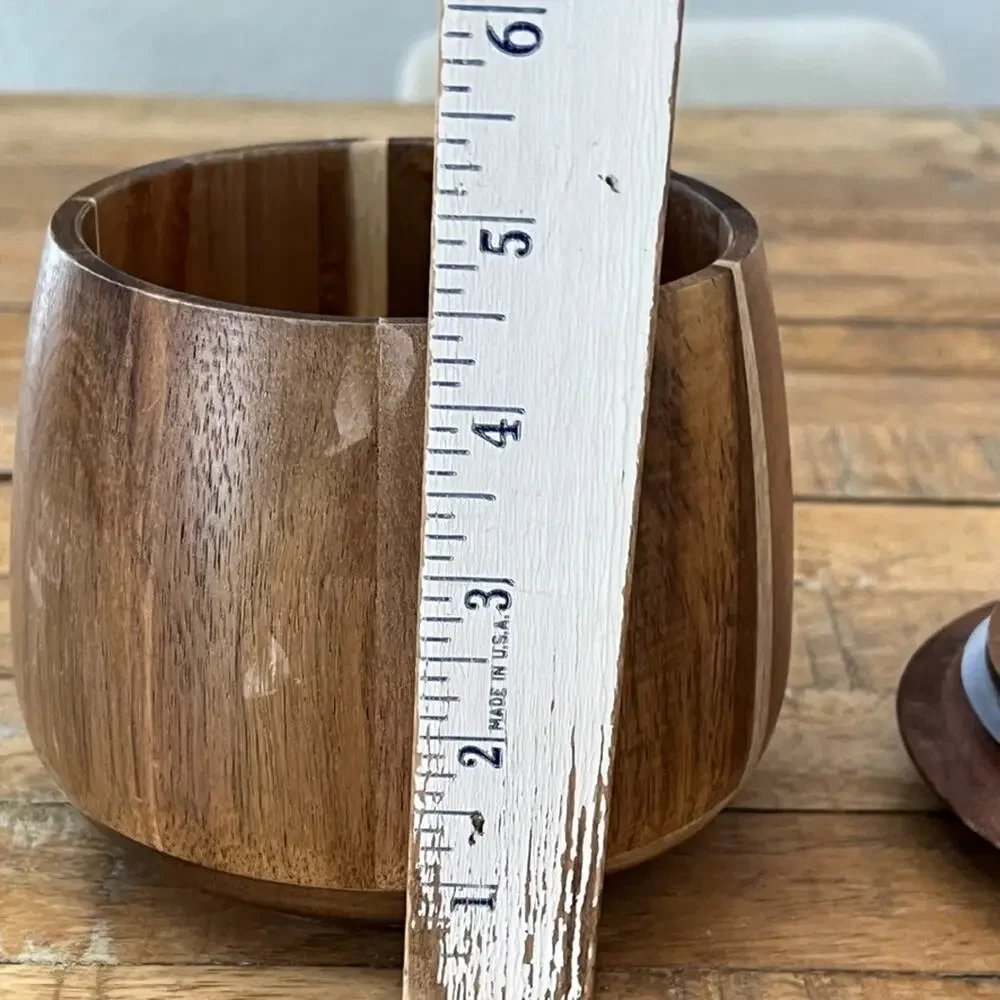 Ryze Acacia Wood Storage Container Round Matching Wooden Lid